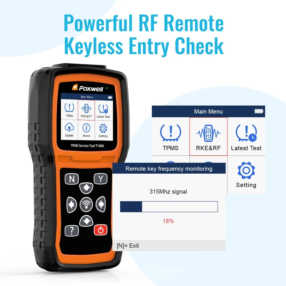 Foxwell T1000 TPMS Tool Tire Pressure Monitoring Sensor Programming Relearning Activation and OBD System Reset Car TPMS Reset
