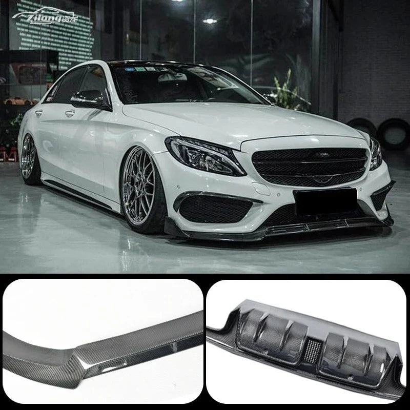 Suitable For Mercedes-Benz C-Class W205 C63 Coupe Modified Carbon Fiber Front Lip Front Shovel Side Skirt Tail Rear Lip Spoiler