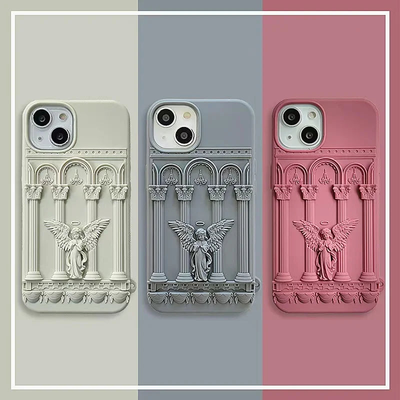 Literature Trendy Retro Artwork 3D Angel Statue Phone Case