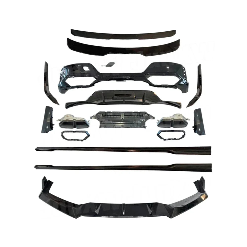 ABS Body Kits Three section Front Lip Rear Lip Top Wing Tail Wing Side Skirt Black Throat for BMW 7 Series G70 Sport 2023+