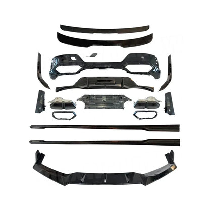 ABS Body Kits Three section Front Lip Rear Lip Top Wing Tail Wing Side Skirt Black Throat for BMW 7 Series G70 Sport 2023+