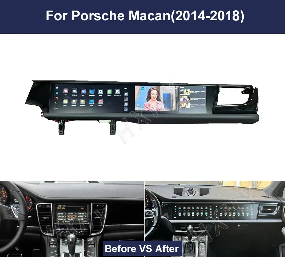 Double Interactive Screen Android 13 8+128G car radio Car Multimedia Stereo For Porsche Macan 2014-2018 DSP 360 Navigation