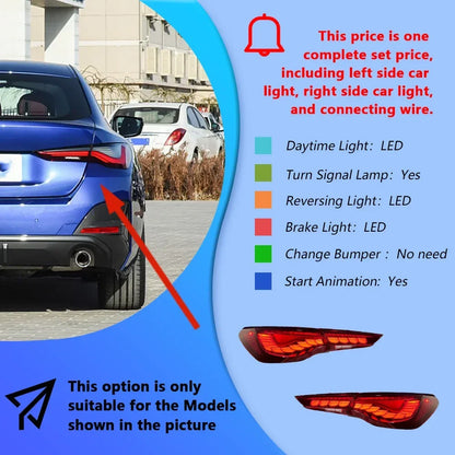 Car Taillights for Bmw 4 Series 2020-2023 Led Auto Back Lamps Assembly Upgrade Dragon Design Style Turn Signal Accessories