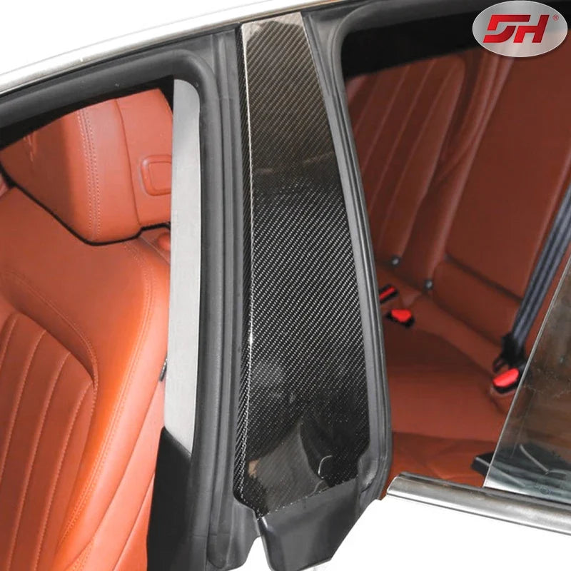 Car Carbon Fiber Window Center Pillar B-pillar Decorative Sticker Cover for Maserati Quattroporte Ghibli 2013- UP
