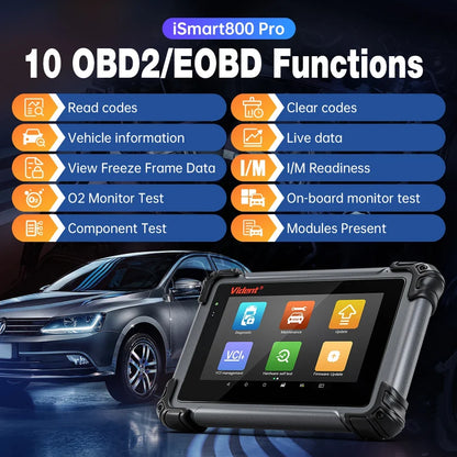Vident iSmart800Pro Car Scanner All System Diagnosis 40 Reset Function OBDII Full Function Key Fob Programming Scanner Tool