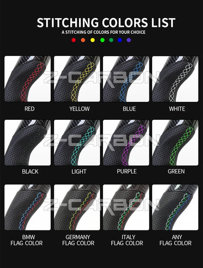 For Nissan 350Z Z33 2003-2008 LED Steering Wheel Carbon Fiber Perforated Leather Steering Wheel Flat Bottom Red Stitching