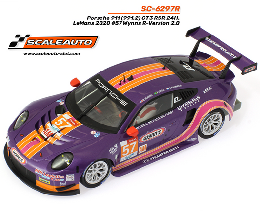 Scaleauto Porsche 911.2 GT3 24h Le Mans 2020 Wynns R-Series 1/32 Slot Car SC-6297R