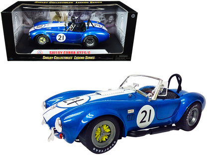 Shelby Cobra 427 S/C #21 Blue Metallic with White Stripes 1/18 Diecast Model Car by Shelby Collectibles  free shipping USA