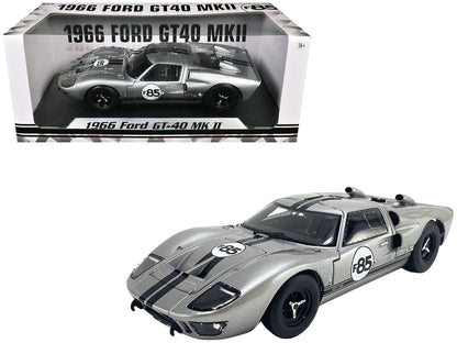 1966 Ford GT-40 MKII #F85 Silver Metallic with Black Stripes 1/18 Diecast Model Car by ACME  free shipping USA