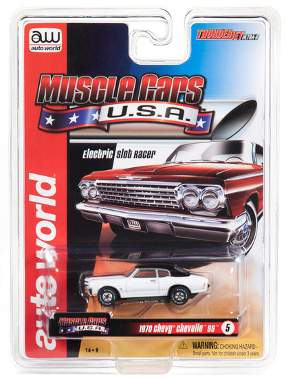 Auto World 1970 Chevy Chevelle SS White HO Slot Car SC340 R25 for AFX