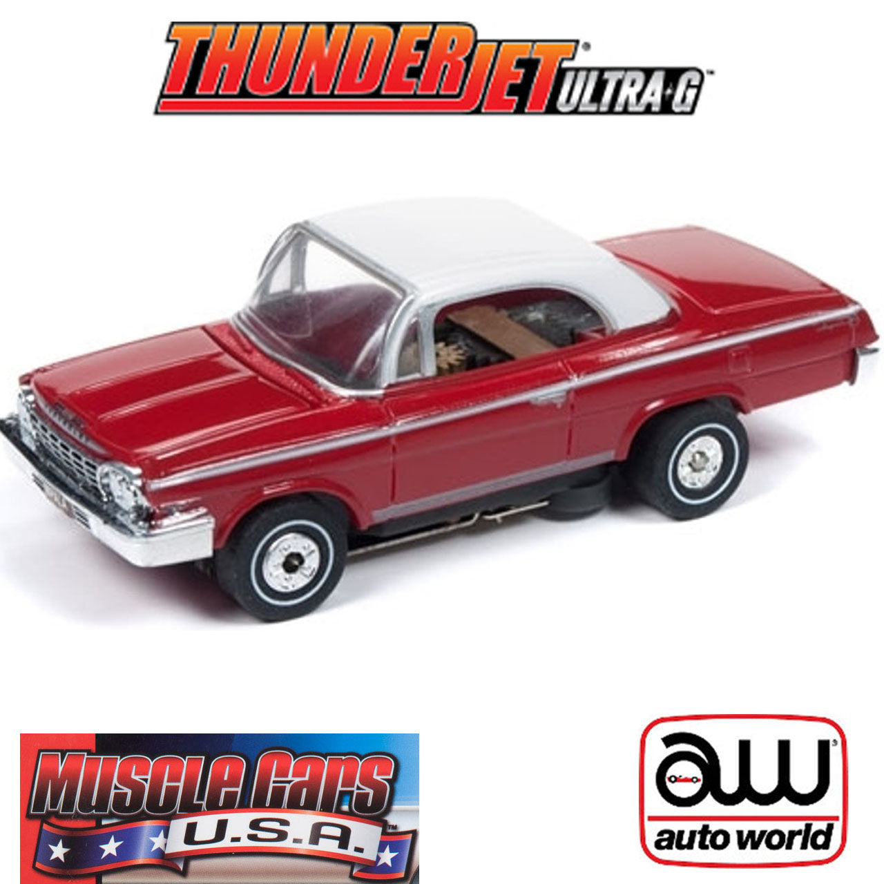 Auto World 1962 Chevy Impala Red Thunderjet R25 HO Slot Car SC340 for AFX