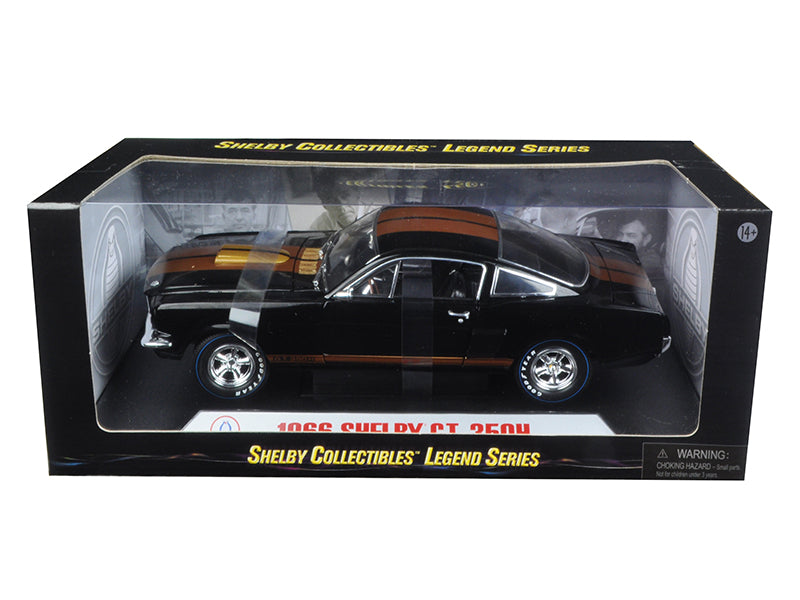 1966 Ford Mustang Shelby GT 350 "Hertz" Black with Gold Stripes and Racing Wheels 1/18 Diecast Model Car by Shelby Collectibles  free shipping USA