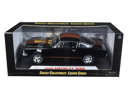 1966 Ford Mustang Shelby GT 350 "Hertz" Black with Gold Stripes and Racing Wheels 1/18 Diecast Model Car by Shelby Collectibles  free shipping USA