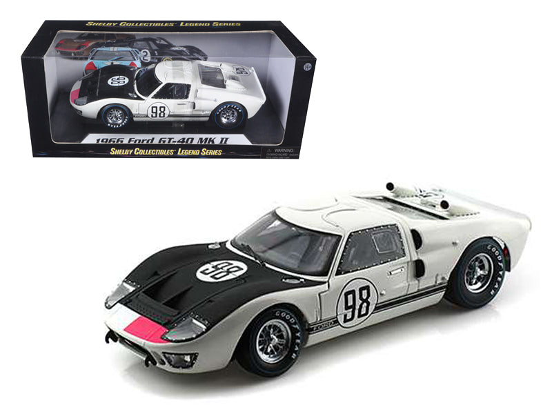 1966 Ford GT-40 MK 2 #98 White 1/18 Diecast Car Model by Shelby Collectibles  free shipping USA