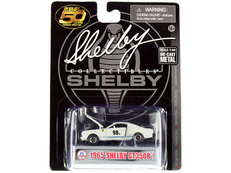 1965 Ford Mustang Shelby GT350R #98B "Terlingua Racing Team" White with Blue Stripes "Shelby American 50 Years" (1962-2012) 1/64 Diecast Model Car by Shelby Collectibles  free shipping USA