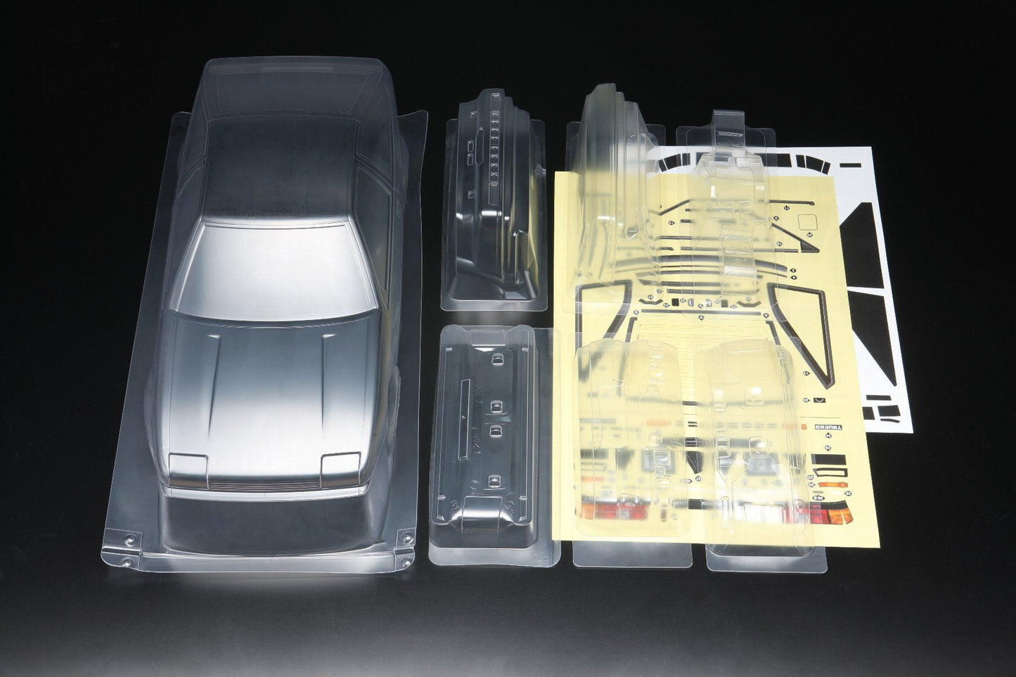 SD-AE86T3B Yokomo Toyota Sprinter Trueno AE86 3-Door Drift Body w/Light Decal (Clear)