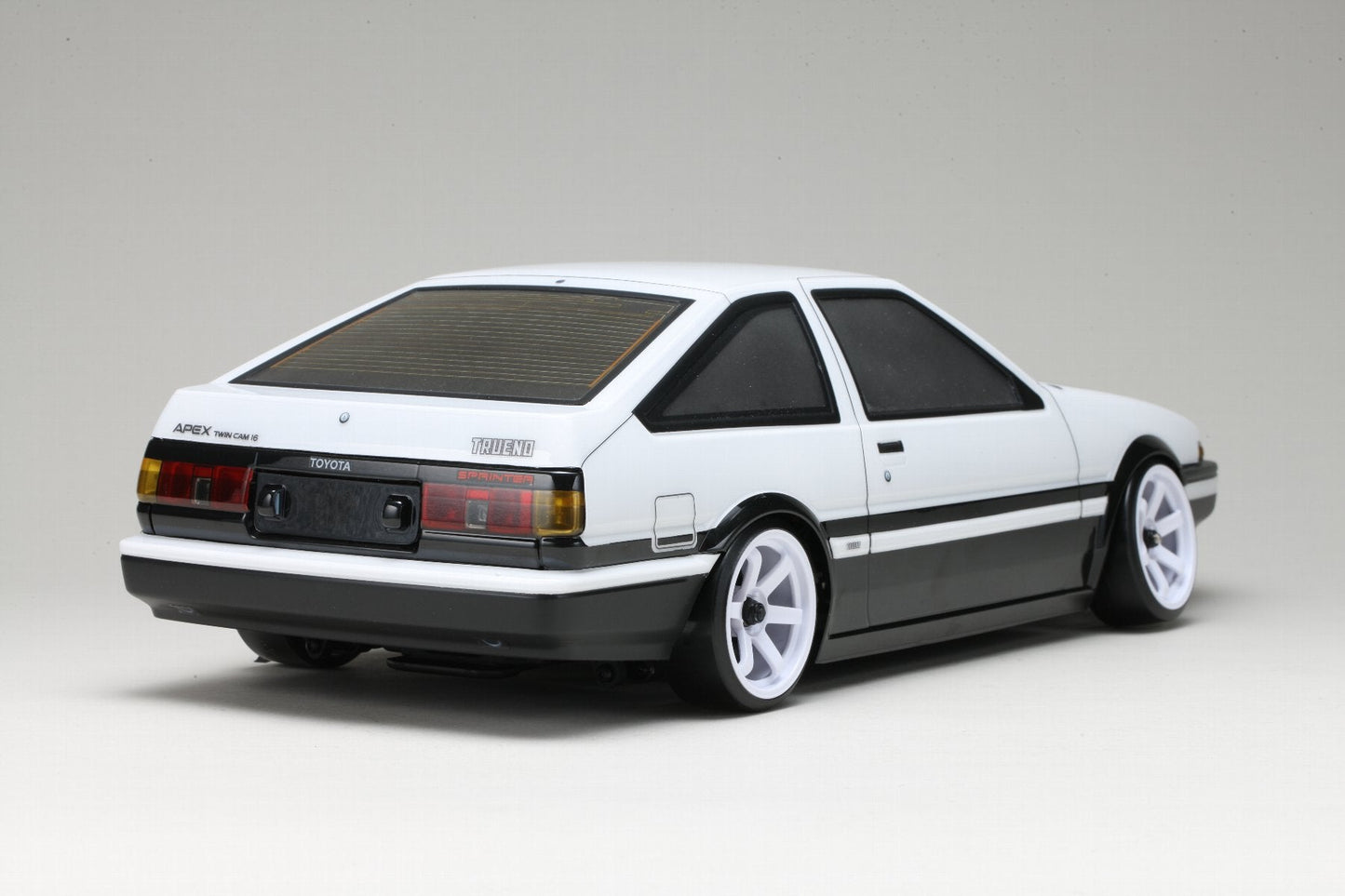 SD-AE86T3B Yokomo Toyota Sprinter Trueno AE86 3-Door Drift Body w/Light Decal (Clear)