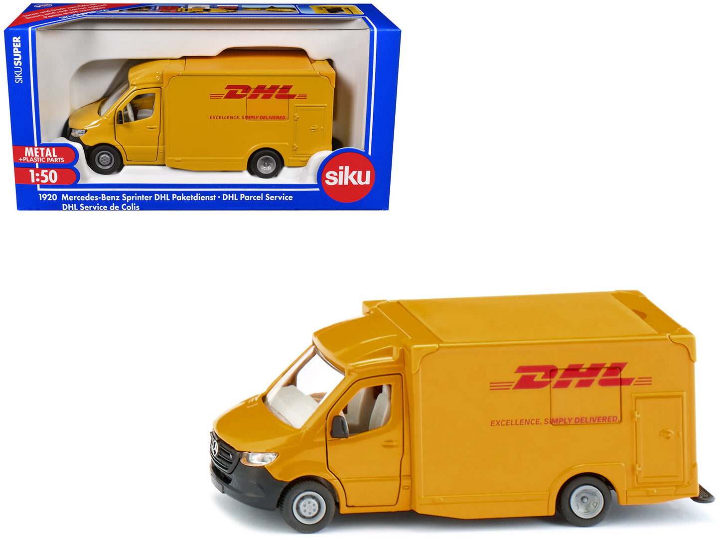 Mercedes-Benz Sprinter Van Yellow "DHL" 1/50 Diecast Model Car by Siku  free shipping USA