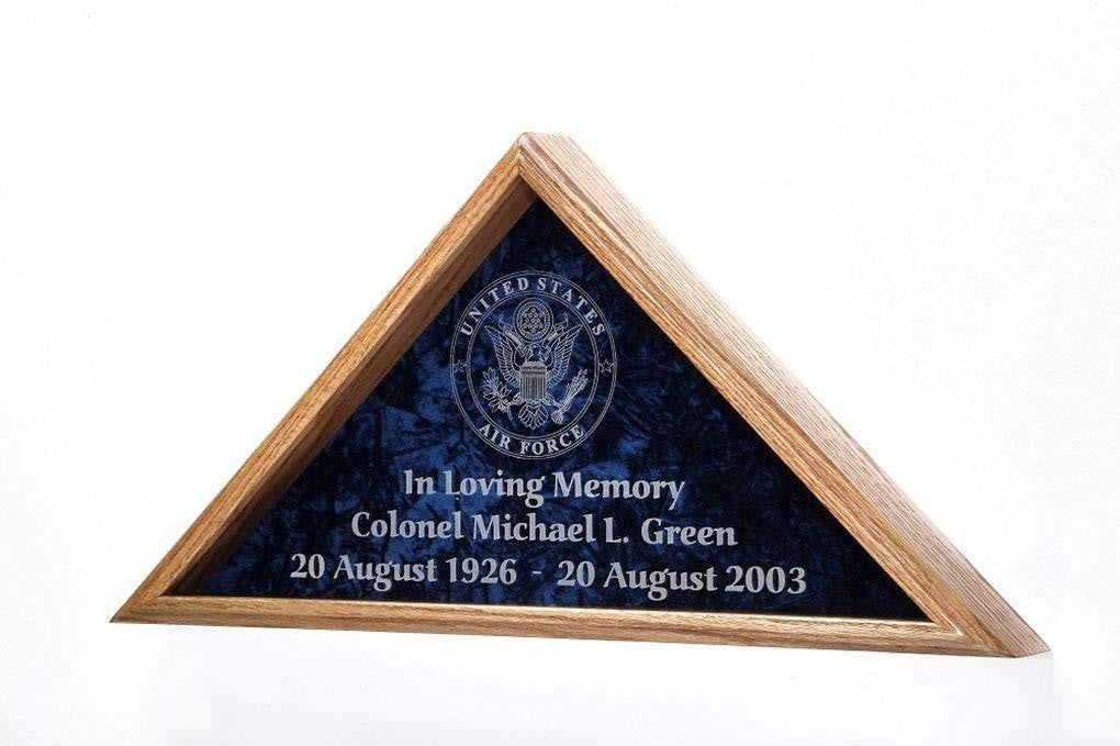 Flag Display Case w/Military Emblem - Includes 3 Lines of Text Personalization Plate - for 5'x9.5'