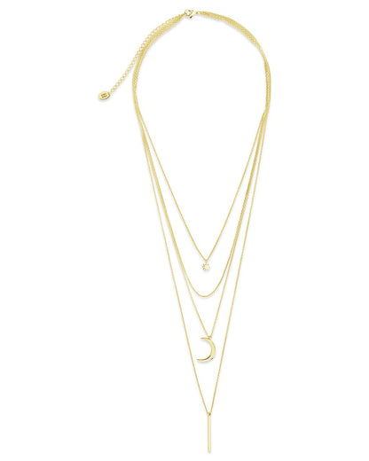 Crescent & Bar Multi Layer Necklace by Sterling Forever