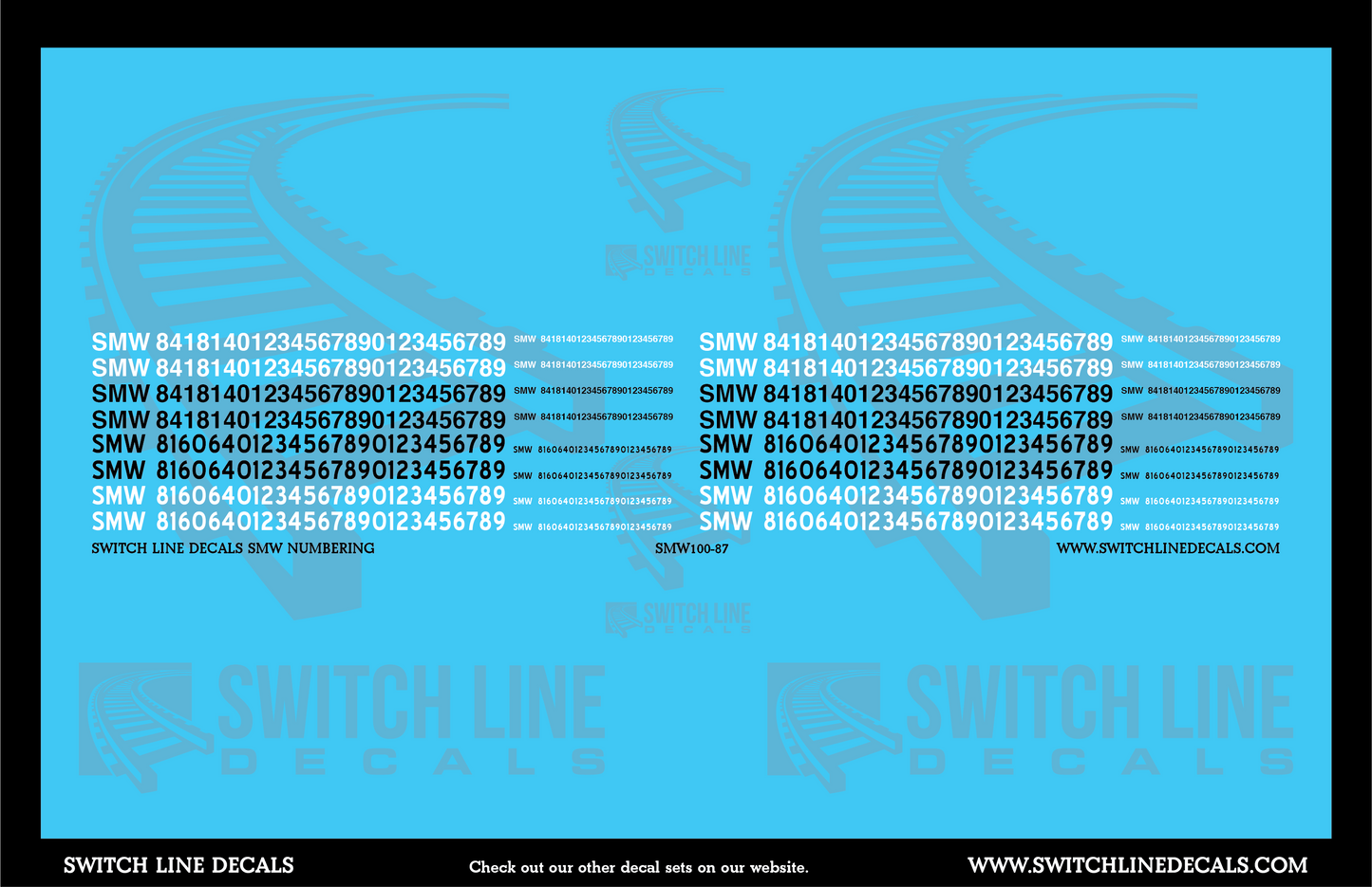HO Scale SMW Numbering Decal Set