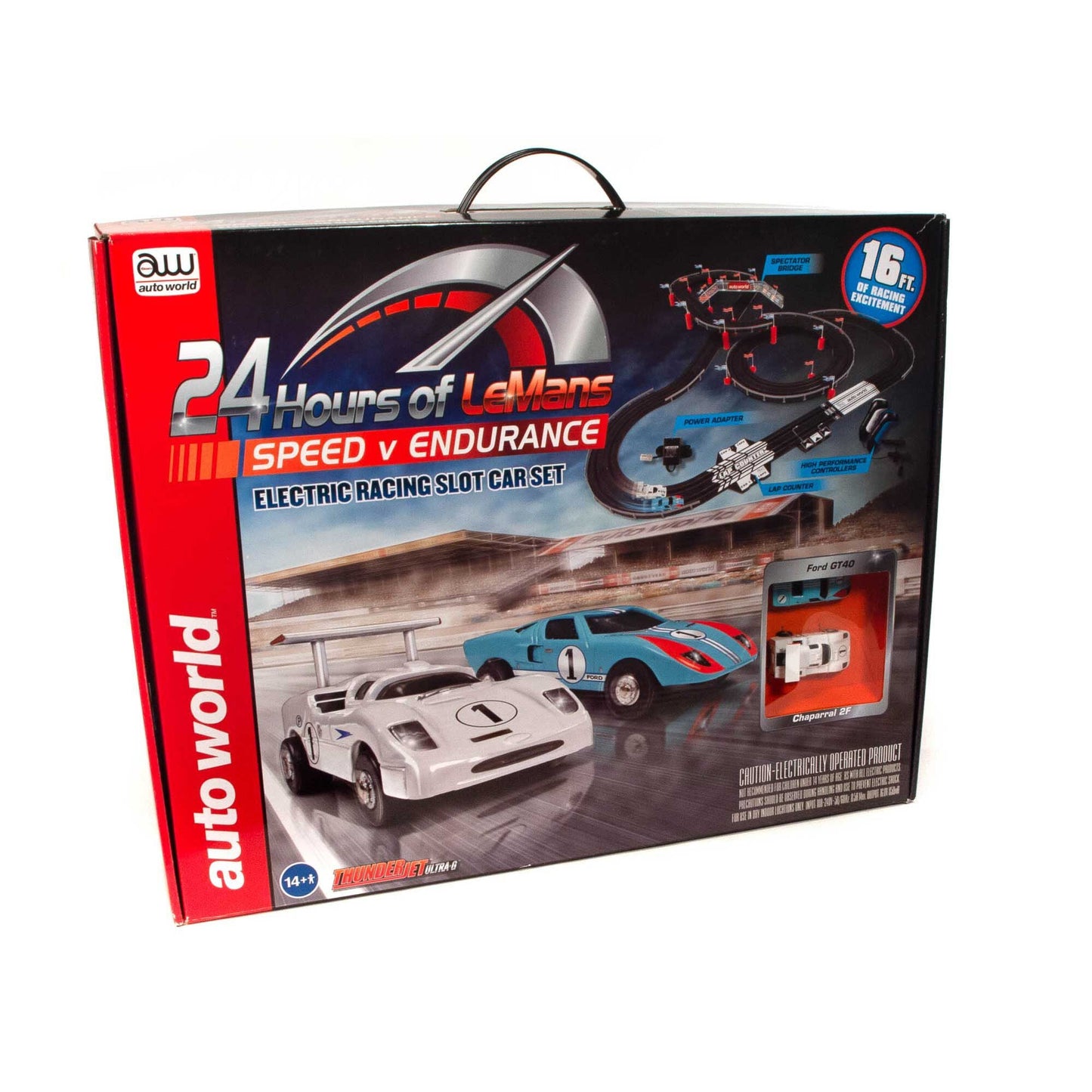 Auto World 24h Le Mans HO Slot Race Set AFX SRS333 FORD GT40 CHAPARRAL 2F