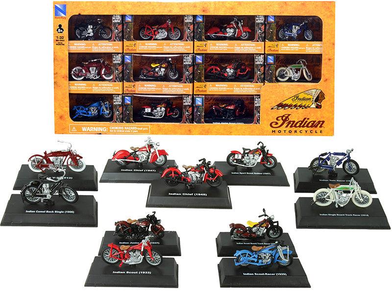 "Indian Motorcycle" Set of 11 pieces 1/32 Diecast Motorcycle Models by New Ray  free shipping USA