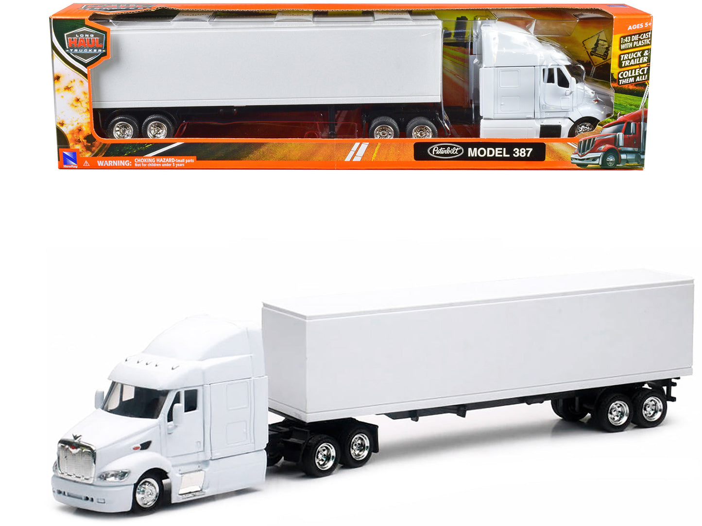 Peterbilt 387 Truck with Dry Goods Trailer White "Long Haul Trucker" Series 1/43 Diecast Model by New Ray  free shipping USA