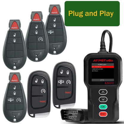 ATPSTOGO New Replacement Remote Key fob and Programmer tool For 2007-2017 Dodge Ram 1500 2500 3500 programming key fob GQ4-53T