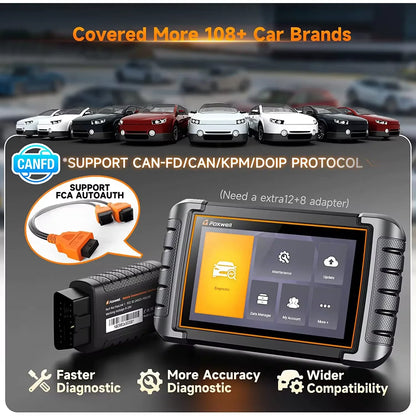 FOXWELL NT809BT OBD2 Bluetooth Car Diagnostic Tool All System Bi-Directional Test 30+ Reset Code Reader OBD2 Scanner Tool