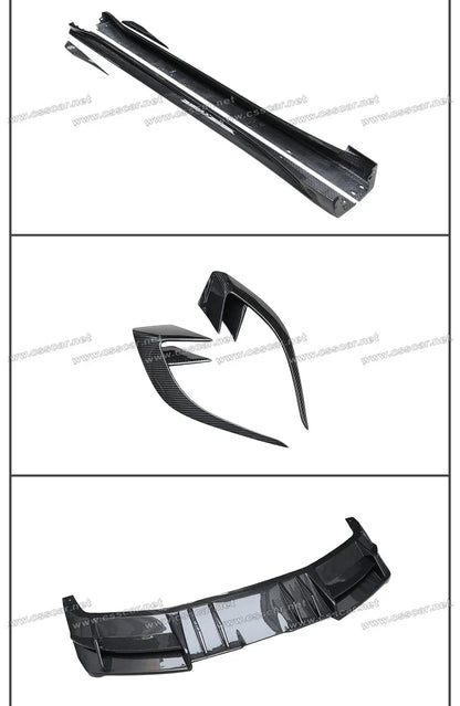 Abina Style Car Front Bumper Diffuser Rear High Spoiler Wing Splitter Canard Lip For Lotus Emeya Dry Carbon Fiber Side Skirts