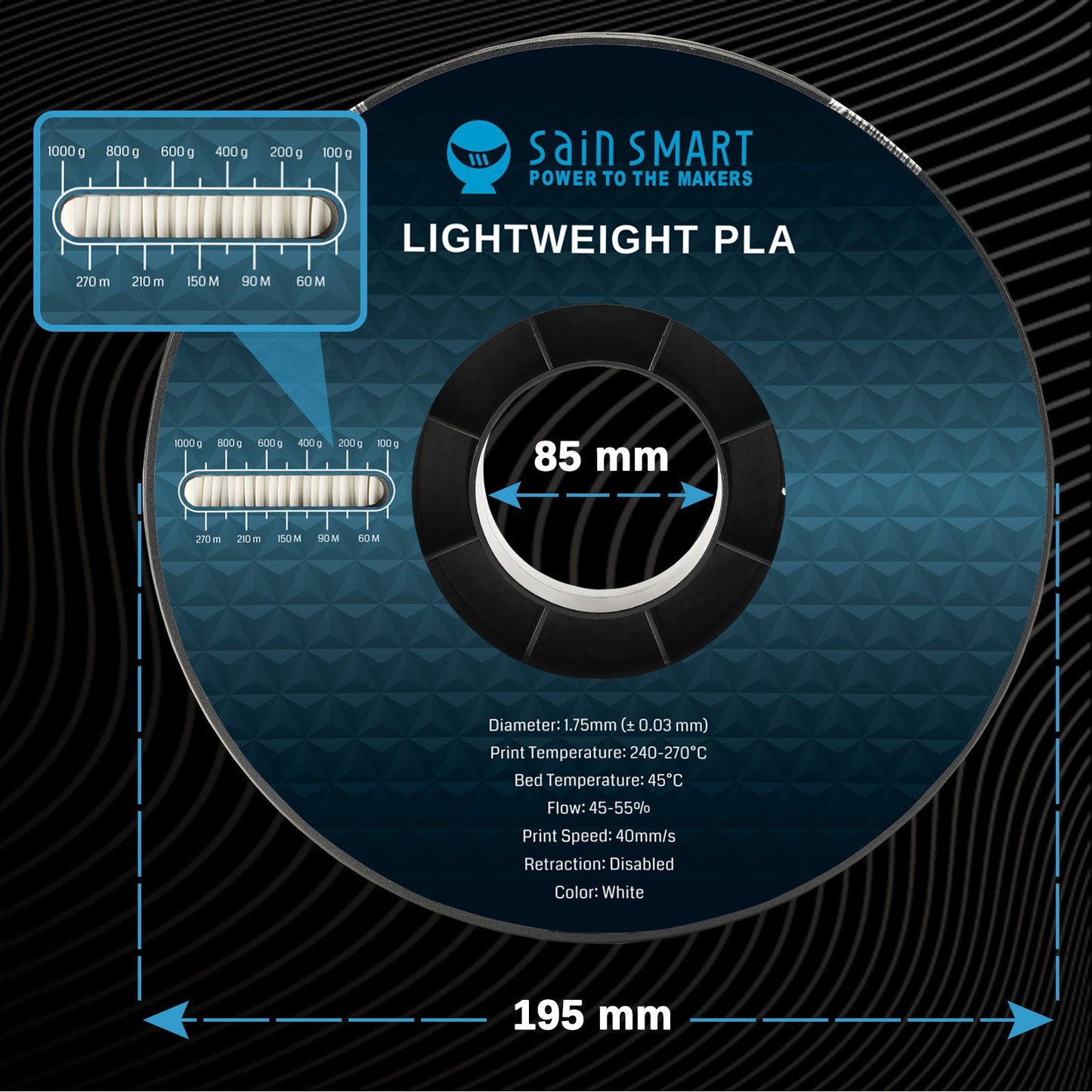 LW-PLA Filament, 1.75mm, Black & White, 1KG, Lightweight Low-Density Active Foaming PLA for 3D Print RC Planes Drone Parts