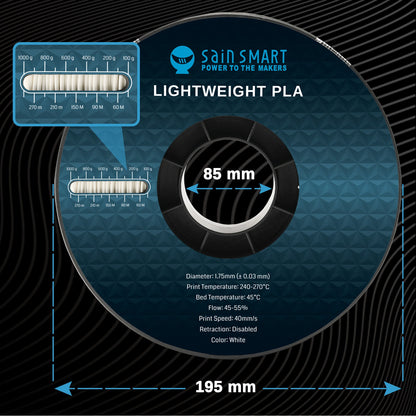 LW-PLA Filament, 1.75mm, Black & White, 1KG, Lightweight Low-Density Active Foaming PLA for 3D Print RC Planes Drone Parts
