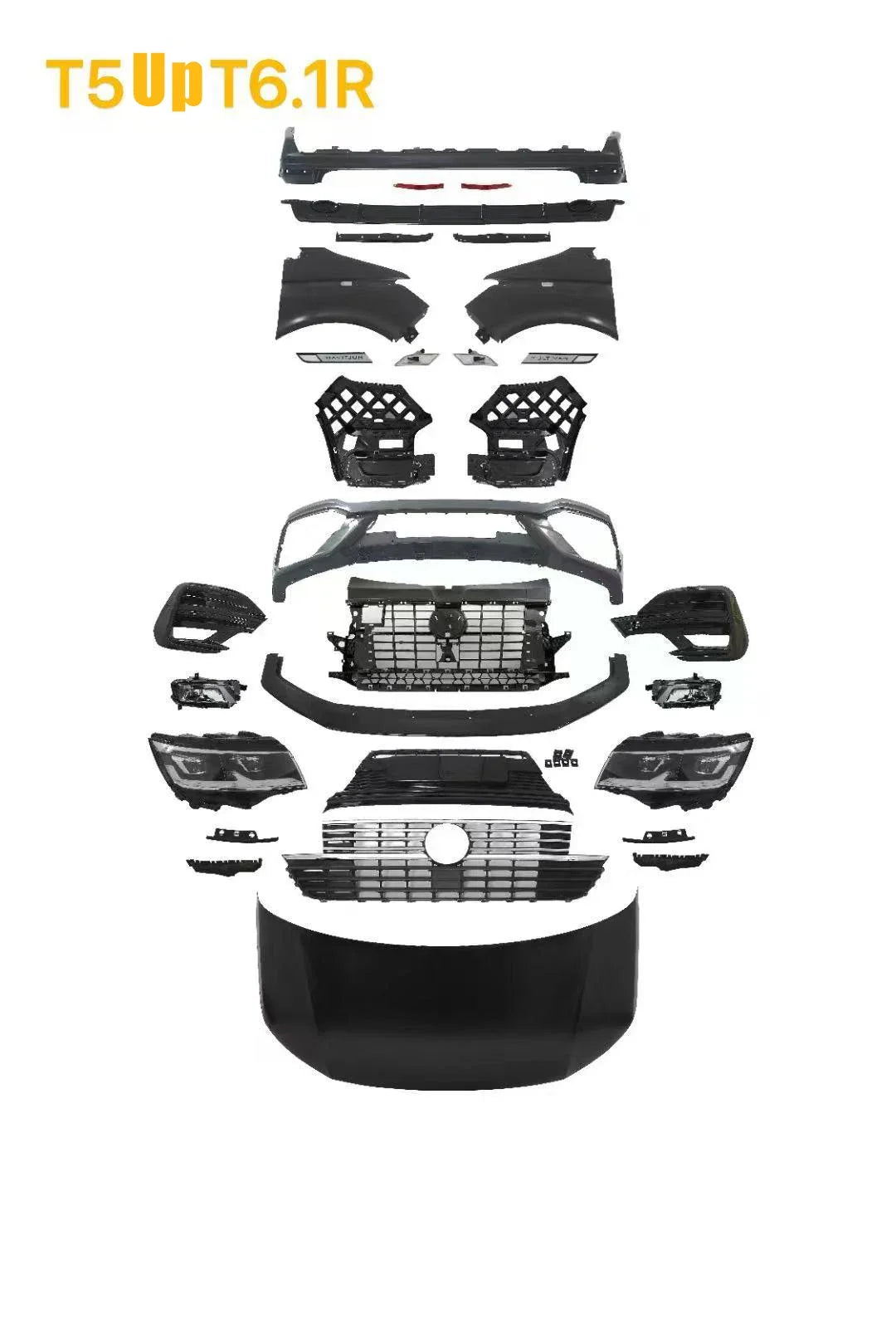 VW MULTIVAN T5 T6 up T6.1 FACELIST BODY KIT Front Rear Bumper Car Grille Fender Headlight for Volkswagen TRANSPOTTER Accessories