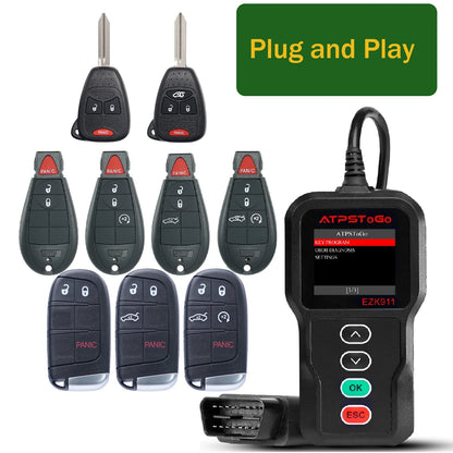 ATPSTOGO New Replacement Remote Key fob and Programmer tool For 2007-2017 Dodge Ram 1500 2500 3500 programming key fob GQ4-53T