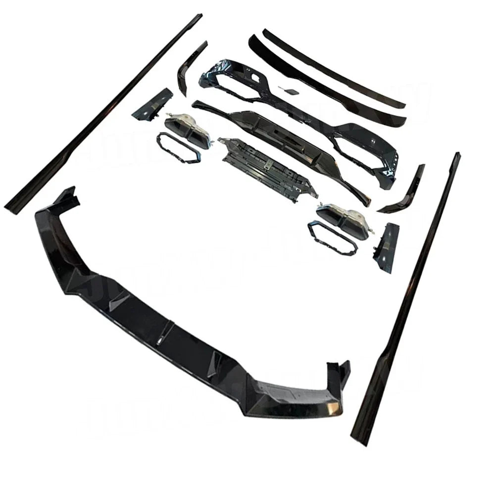 ABS Body Kits Three section Front Lip Rear Lip Top Wing Tail Wing Side Skirt Black Throat for BMW 7 Series G70 Sport 2023+