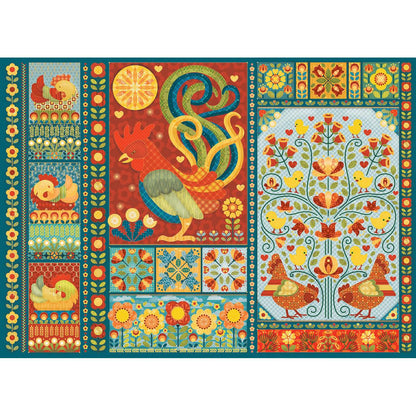 Scandi Chicken Quilt 1000 Piece Jigsaw Puzzle Cobble Hill