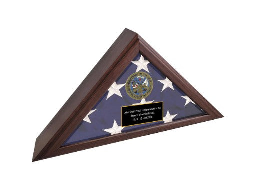 Personalized Army Flag Display Case, Army medallion flag  box American Made  - US Army Retirement Gift, Army Burial Flag Display case