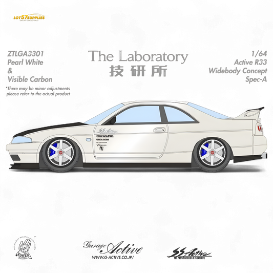 (Pre-Order) The Laboratory x ZONZO Nissan R33 Widebody Concept Spec-A - Pearl White 1/64