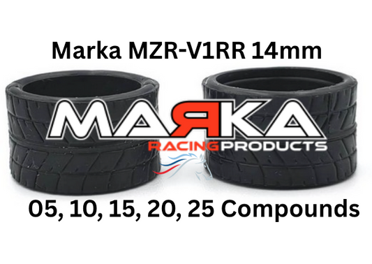 MZR-V1RR 05,10,15,20,25 14mm Rear Tire Marka V1 Mini-Z RCP Rubber Rear Radial Tire (1 Pair)