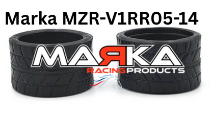 MZR-V1RR 05,10,15,20,25 14mm Rear Tire Marka V1 Mini-Z RCP Rubber Rear Radial Tire (1 Pair)