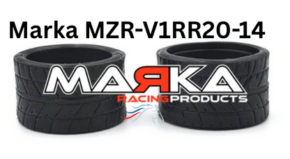 MZR-V1RR 05,10,15,20,25 14mm Rear Tire Marka V1 Mini-Z RCP Rubber Rear Radial Tire (1 Pair)