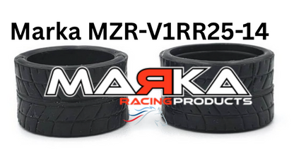 MZR-V1RR 05,10,15,20,25 14mm Rear Tire Marka V1 Mini-Z RCP Rubber Rear Radial Tire (1 Pair)