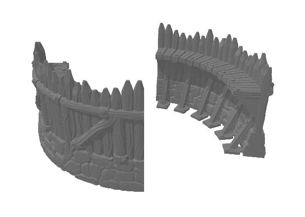 Adrian-3DP4U - Palisade Walls - 90 Degree Curved Walls - 28mm