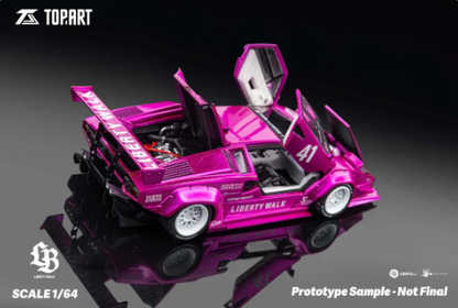 TOPART Lamborghini Countach LBWK Flash Pink White 1:64