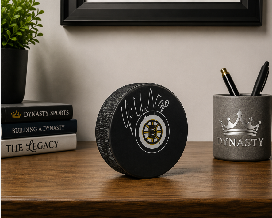 Tim Thomas Boston Bruins Autographed Logo Puck