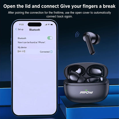 Mpow XY-17 Bluetooth 5.3 In-ear Wireless Sports Earphones ANC Active Noise Reduction Bluetooth 26H Playtime Headset for iPhone