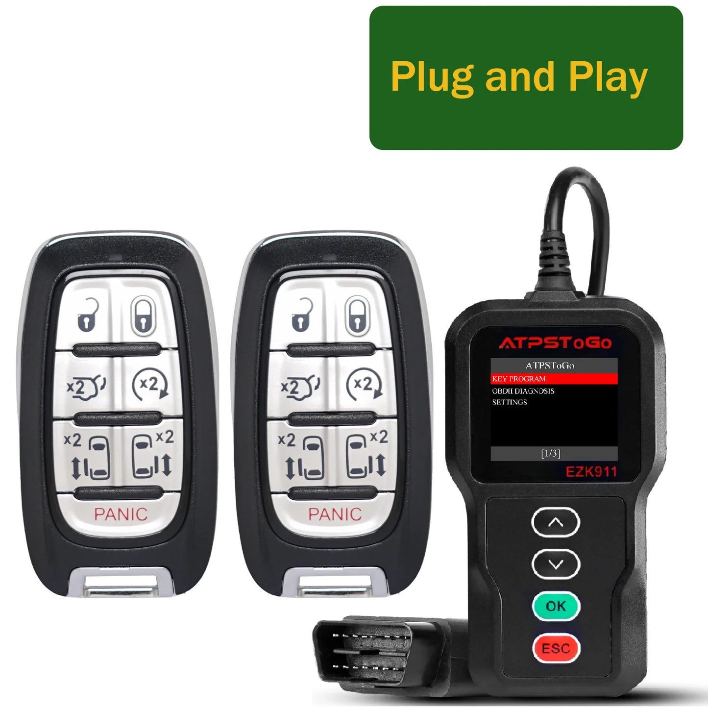 ATPSTOGO New Replacement Remote Key fob and Programmer tool For 2007-2017 Dodge Ram 1500 2500 3500 programming key fob GQ4-53T