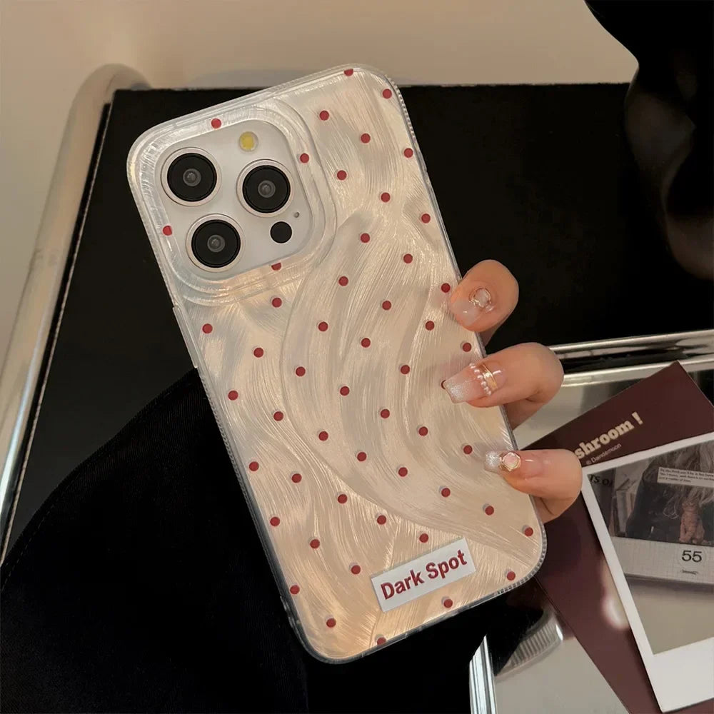Black Red Heart Grip Tok Stand Holder Dazzling Laser Phone Case For iPhone