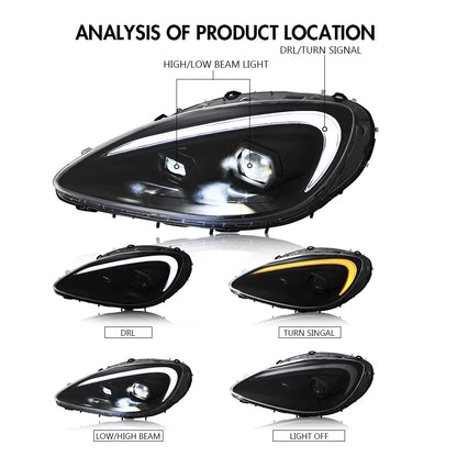 TT-ABC Modified LED Headlight For Chevrolet Corvette C6 2005-2013 Head Lamp With Porsche Design Sequential Turn Signal Assembly